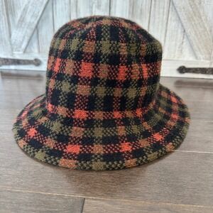 San Diego Hat Co Womens Checkered‎ Wool Blend Bucket Hat Adjustable Black Multi